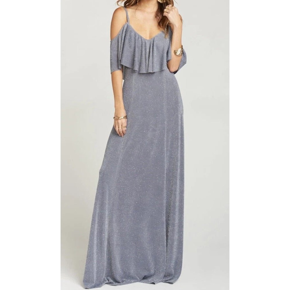 Show Me Your Mumu Renee Ruffle Maxi Dress Size‎ S in Dancing Queen Shine Smoke